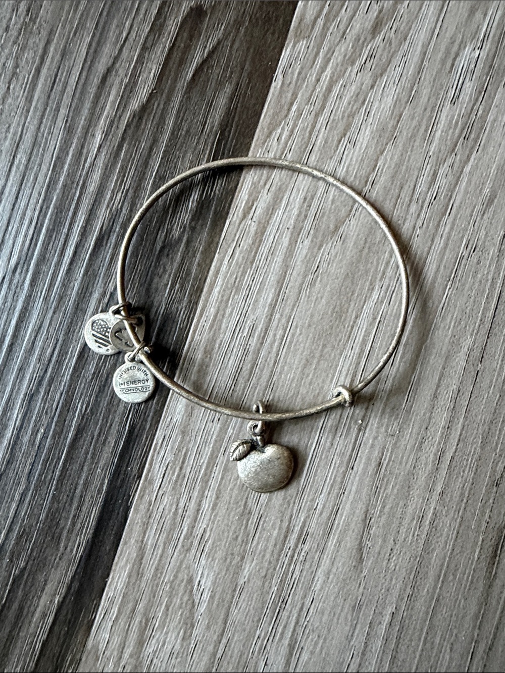 Alex and Ani Silver Apple Charm Bangle Bracelet